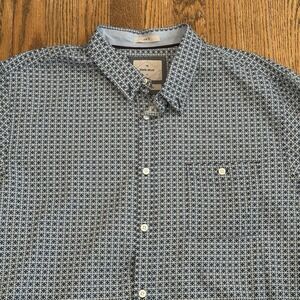 White Stuff Button‎ Down Geometric Shirt Men's 2XL XXL Slim Fit Preppy Blue
